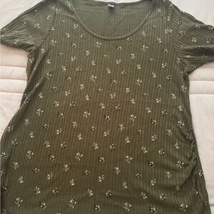 Old Navy Olive Green Floral Top Maternity